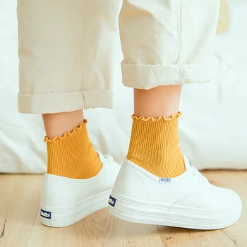 

Lace socks woman girl cotton tube socks solid color spring and autumn thin socks comfortable breathable exquisite