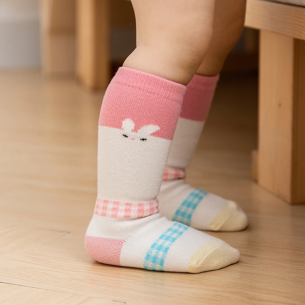 

Носки высокие хлопковые с принтом для новорожденных, 4 пары