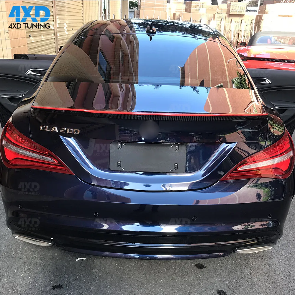 For Mercedes CLA AMG C117 Rear Spoiler Wing with red line FD Style 2013 2014 2015 W117 Carbon Fiber Trunk Spoiler