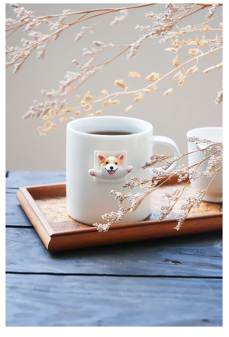 Пара красивая кружка кофейная чашка чашки и кружки стакан попка корги милые canecas собака kubek ceramiczny молоко tazas de ceramica creativas