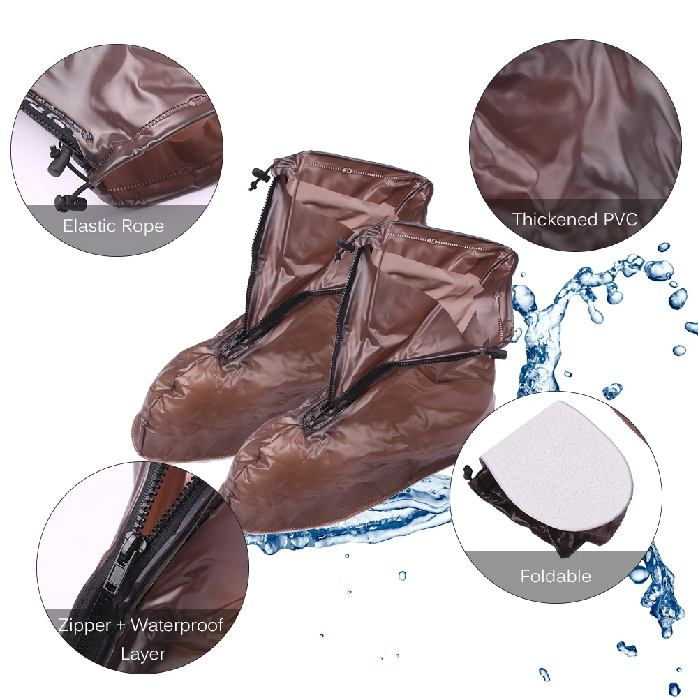 Waterproof Shoe Cover Rain Boot Cover with Elastic Strip and Zipper