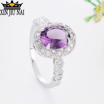 

Purple Stone Fashon Rings for Women Wedding Engagement Ring Crystal AAAA zircon Ring Luxury Jewelry Bague Femme Anillos Mujer