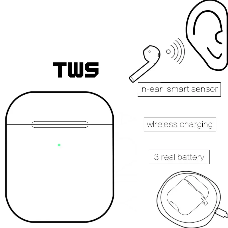 

Smart for Original airpods 2nd Earbud pop up Bluetooth Wireless earphones for iPhone ipad airpods Apple Watch with Charging Case
