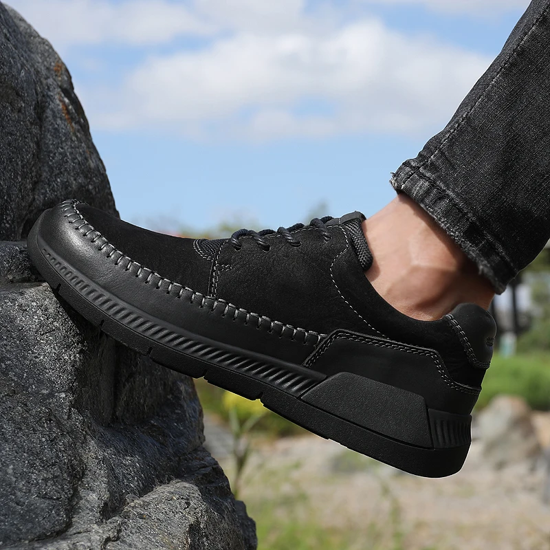 

Leather Shoes Men White Sneakers Mens Casual Shoes handmade sewing Male Footwear Black Moccasins Comfortable Shoes o4