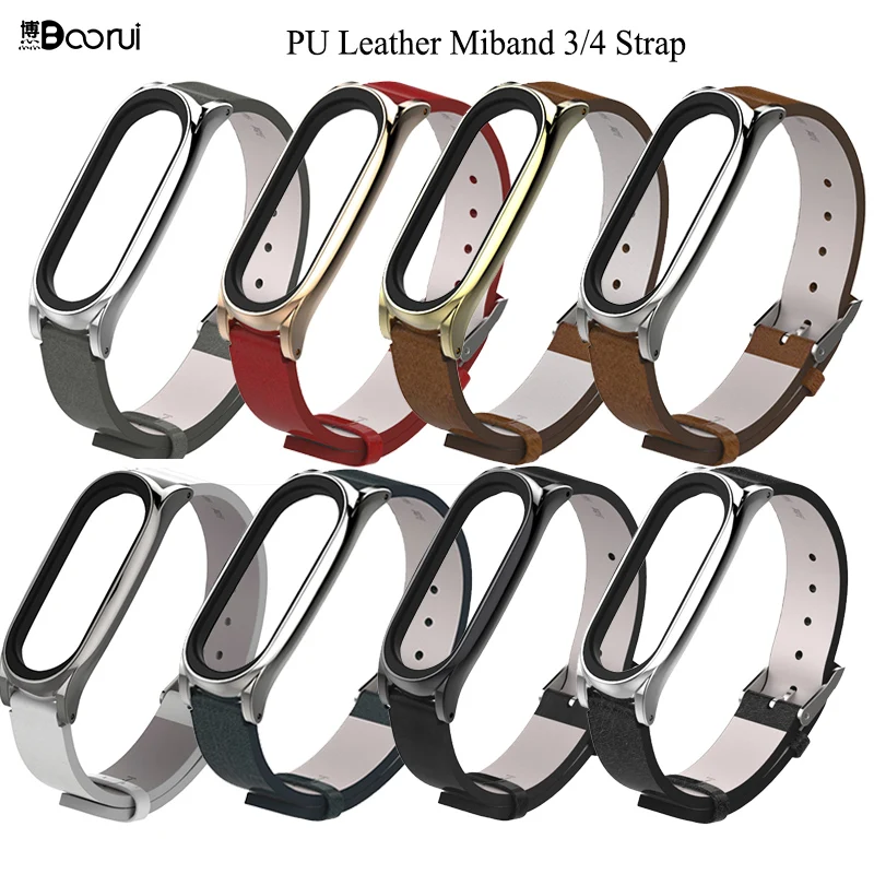 Ремешок для часов BOORUI из искусственной кожи mi band 3 4 5 Xiaomi Mi Band браслеты