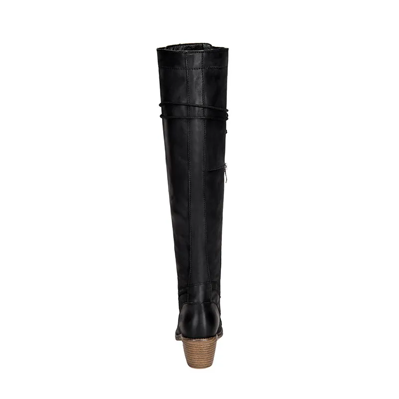 ASUMER vintage knee high boots women genuine leather shoes zip cross tied autumn winter long boots ladies casual shoes