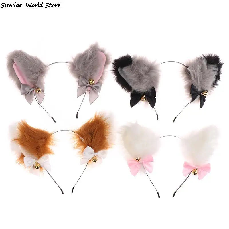 Hair Accessories 27 Colors Beautiful Masquerade Halloween Cat Ears Cosplay Bow Tie Bell Headwear