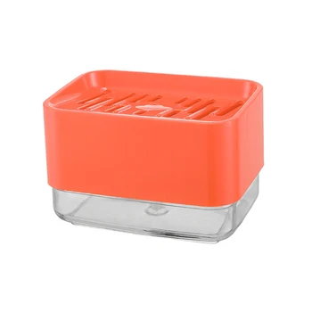 

2 In 1 Soap Dispenser Kitchen Sink Compact Sponge Holder Countertop Liquid Tidy Storage Hand Pump Manual Press Dish Washing