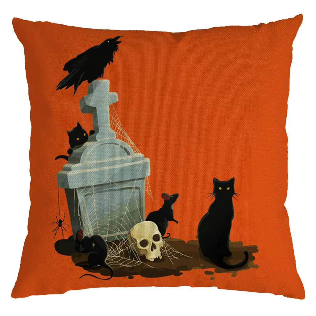 Gajjar Halloween Pumpkin Orange 45X45CM Cushion Cover Linen Farmhouse Decor Pillow Case Home Sofa Car Kussenhoes Cojines | Дом и сад