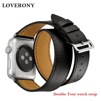 

LOVERONY For Apple Watch Band 38/40MM 42/44MM Double Tour Strap Leather Watchband Accessories For Apple iWatch Series 5/4/3/2/1