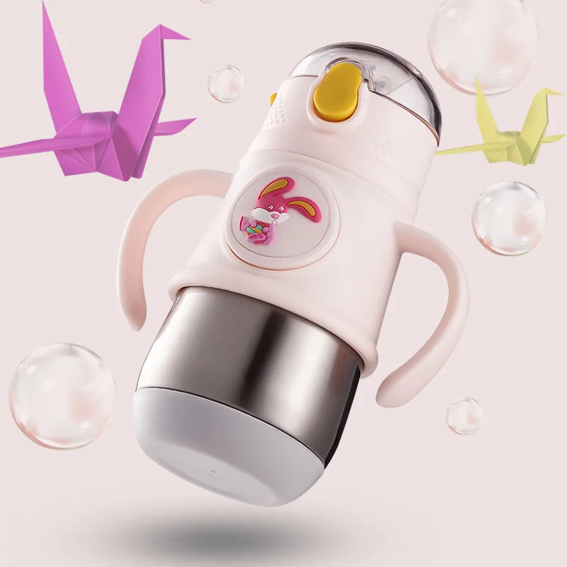 

Tomotree Children Insulating Milk Bottle 316 Baby Straw Anti-Overflow Infant Program to Learn Drinking Cartoon Ribbon Handle Wat