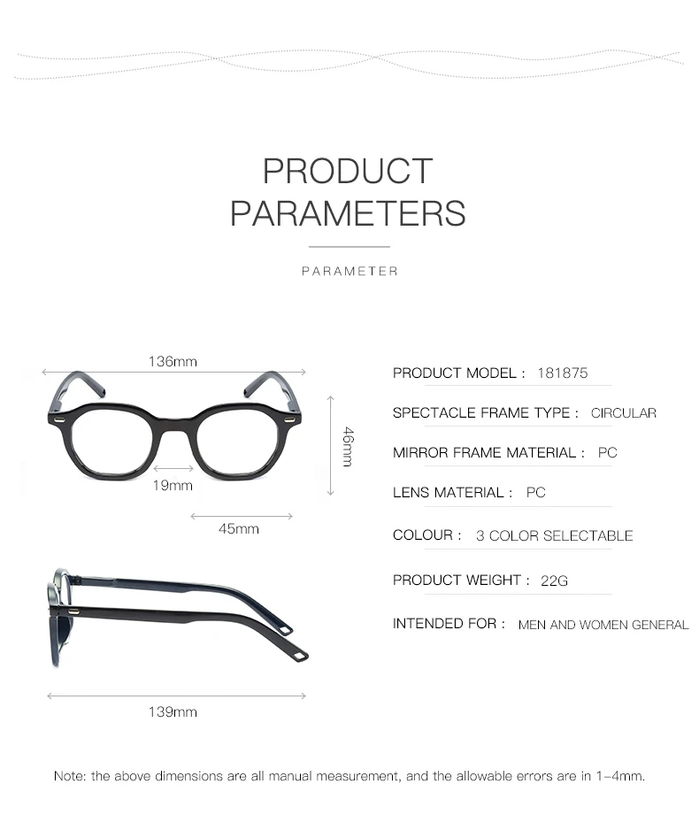 VCKA Fashion eyeglasses frame women Reading glasses Mens Plastic mirror leg Resin lenses Prescription Eyewear+1.0to+4.0