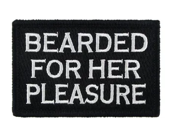 

Bearded For Her Pleasure Letter Embroidered Tags Sewing Patterns Patch USA Applique Emblem Badge DIY Patches for Clothing