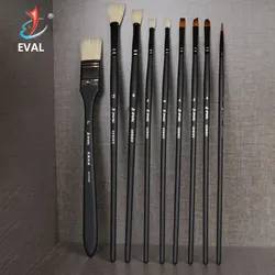 EVAL Watercolor Oil Painting Brushes Pig Mane Bristle Black Wooden Handle Multi-function Drawing Art Supplies