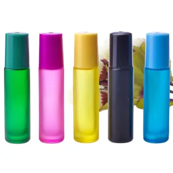 

Oil Bottle,perfume Roller Vials Glass With Metal 10ml Black,silver, Gold Rose Red, Green,blue, Purple,brown Roll In Empty