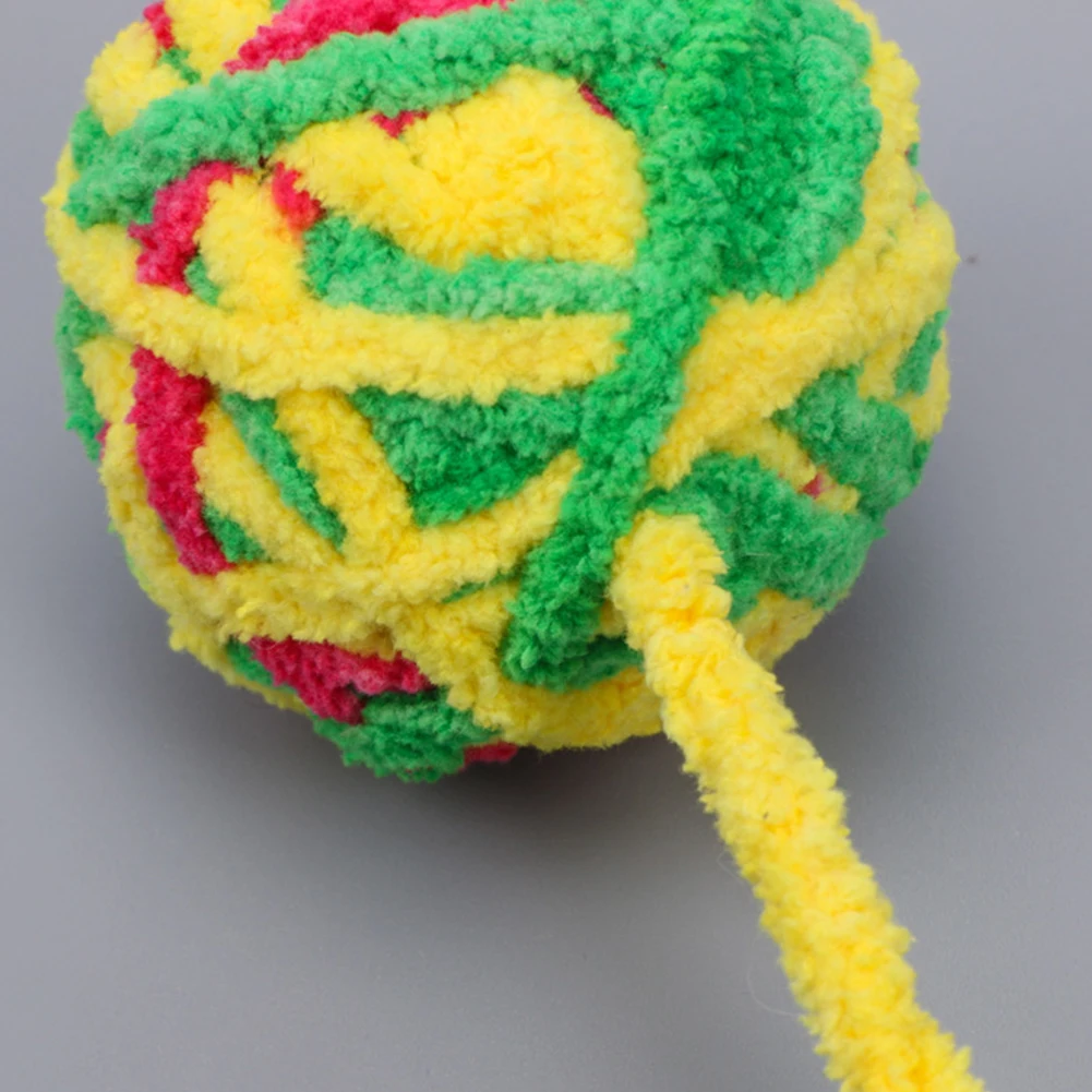 Nontoxic Gifts Play Fun Teaser Woolen Yarn Easy Clean Toy Ball Eco-friendly Fuzzy Pet Cat Colorful Long Tail Interactive