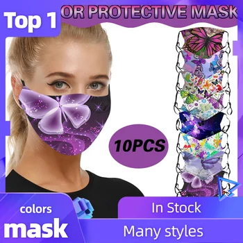 

10PC Face Masks /10 +20 Filters Unisex Mouth Mask Pollution-proof Windproof Foggy Haze Creative Printing Facemask 9 Patterns