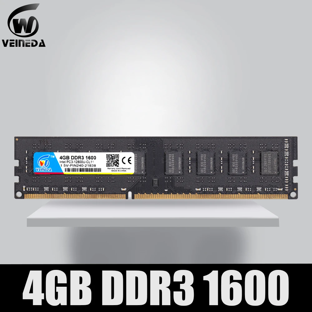 Comprar VEINEDA Ram Dimm DDR3 4 gb 8 gb 1600Mhz 1333 Compatible 1066 ddr 3 4 gb PC3 12800 Memoria 240pin para Intel AMD de escritorio