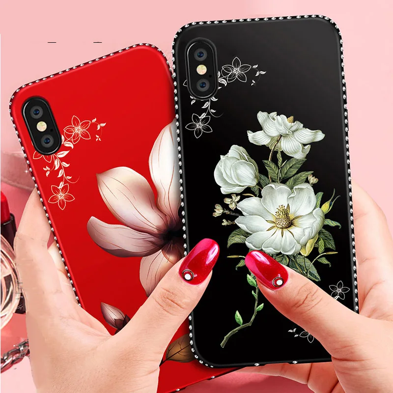 Чехол с 3D цветами и бриллиантами для Xiaomi Mi 8 SE 9 A3 Lite 9T Note 10 ультрачехол Redmi 9A 8A 7A 6A 7 6