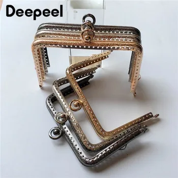 

10pcs Deepeel 11/13CM Embossed Metal Square Bag Handles Sewing Brackets Purse Frame Kiss Clasp Luggage Hardware DIY Accessory