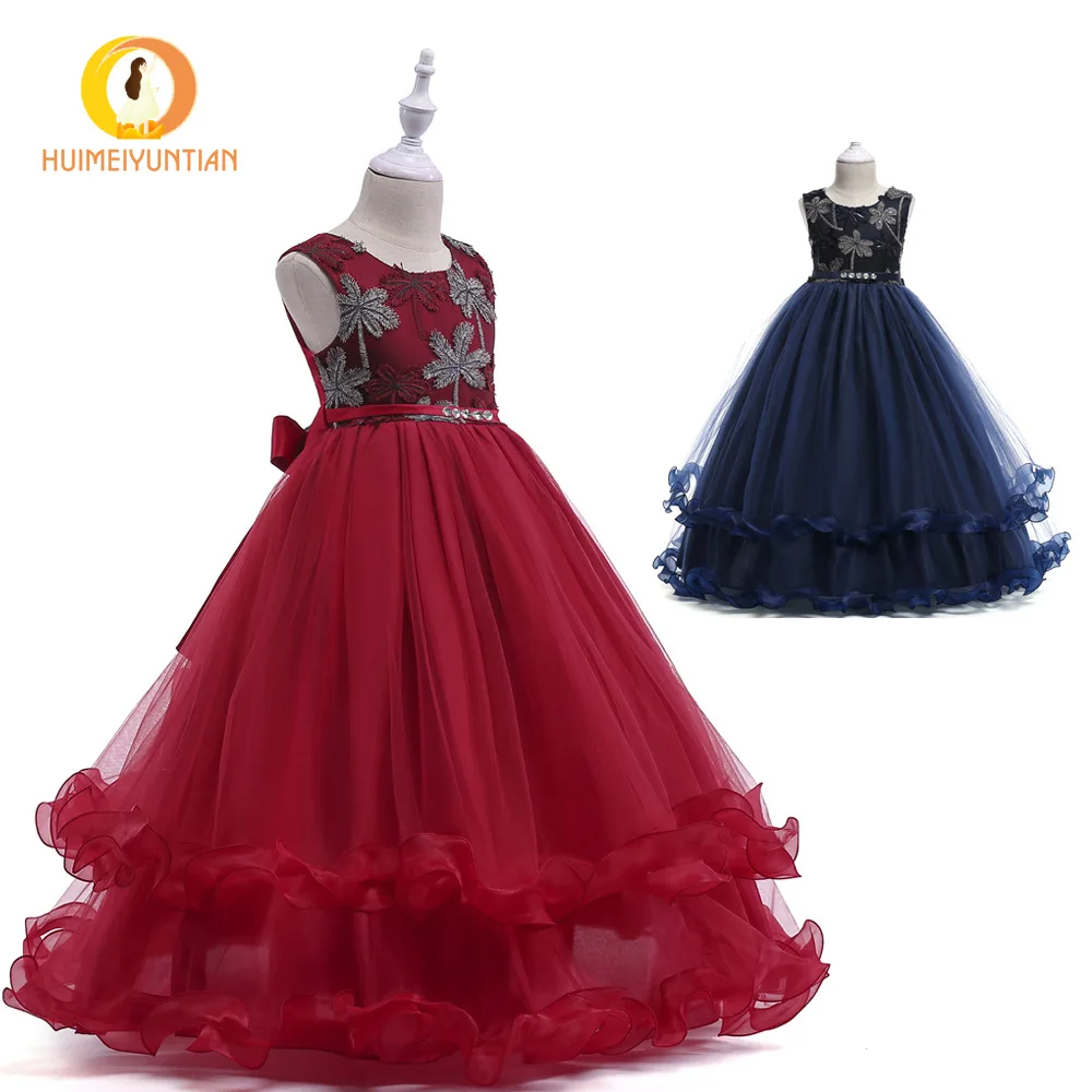 

2019 New Style Embroidery Children Wedding Dress Flower Boys/Flower Girls Big Boy Dress Sleeveless Gauze Europe And America Prin