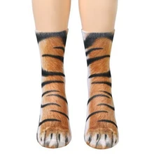 Новые носки с объемным принтом в виде лап животных для взрослых, длинные эластичные дышащие носки унисекс с рисунком кота, собаки, лошади, зебры, свиньи, кошки