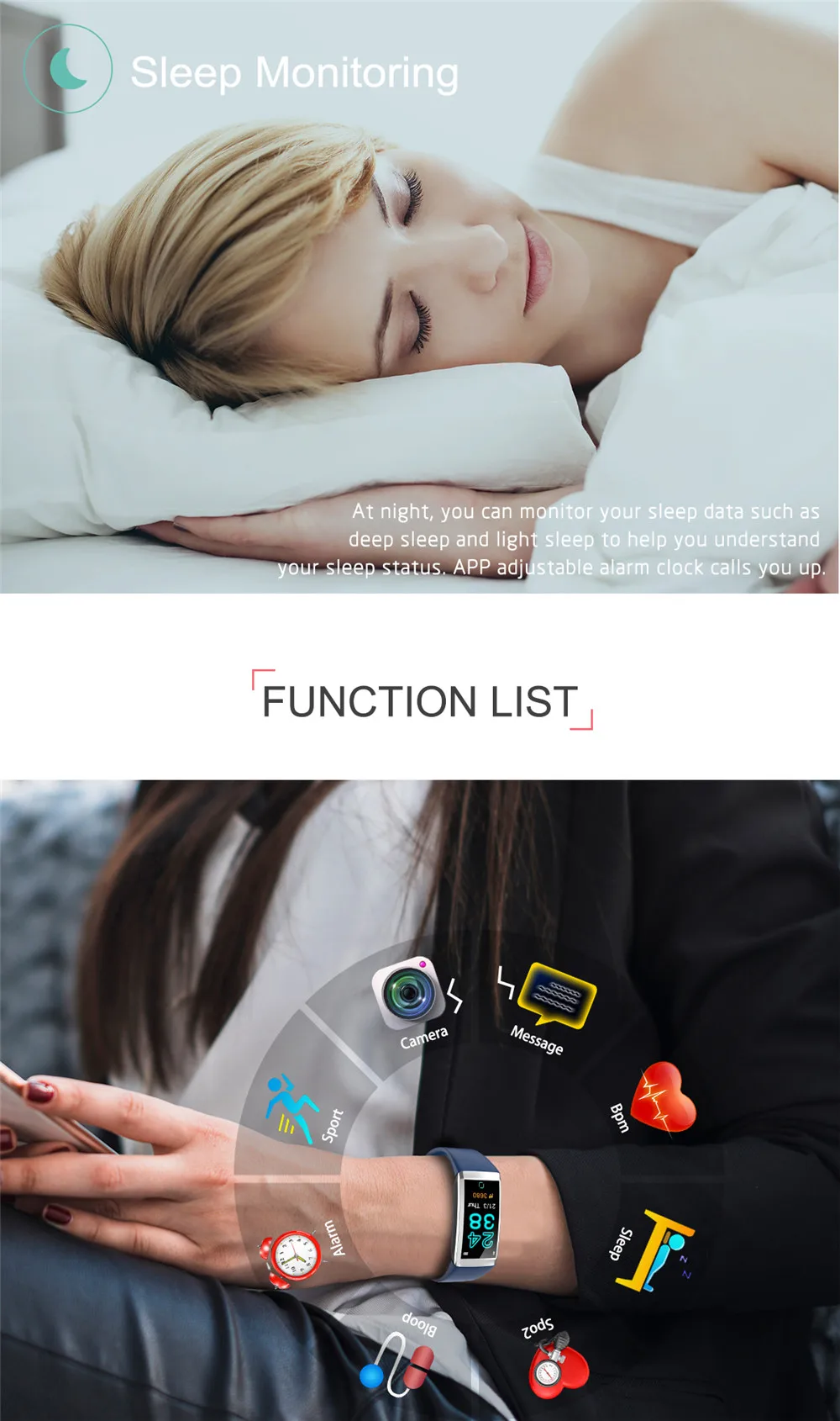 Kaimorui Smart Bracelet Heart Rate Monitor Blood pressure Pedometer Watch Fitness Tracker TD19 Smart Band Wtch For Android Ios