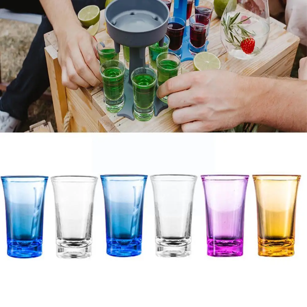 6 Shot Glass Dispenser Holder Liquor Party Gifts Bar Drinking Games Wine cup us 