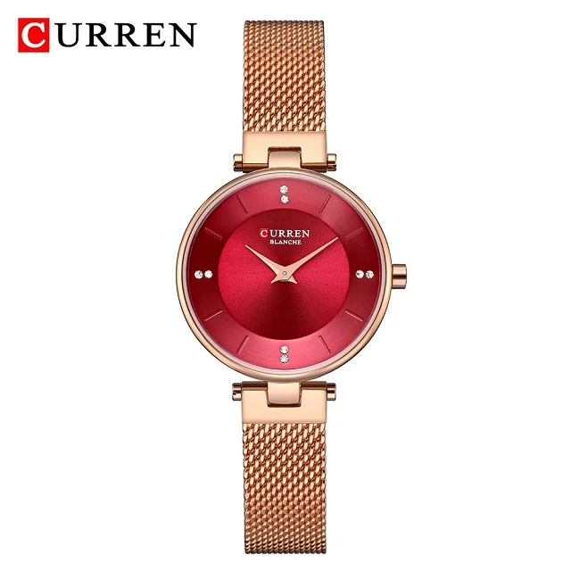 

New Fashion Ladies Watch CURREN Luxury Quartz Women Wrist Watch Rose Gold Mesh Belt Women Minimalism Rhinestone Waterproof Clock