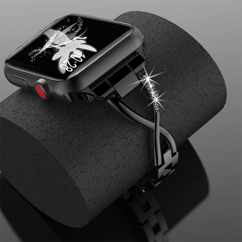 Online Pulsera de eslabones para apple watch banda 42mm 38mm 44mm 40mm serie 5 4 3 2 1 iwatch correa de acero inoxidable correa de reloj Accesorios