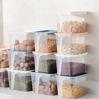 

1PCS Kitchen Transparent Storage Box Sealed Jar Grains Beans Storage Organizer Food Containers Refrigerator Storage Boxes