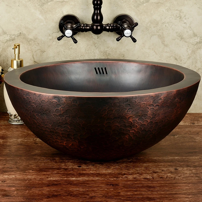 EuropeanStyleGardenAntiqueCopperBasinBathroomSinkWashBasin