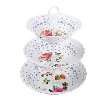 

European 3-layers Candy Plate Cake Rack Dessert Table Snack Tray Wedding Party Cake Stand Afternoon Tea Home Decorative Tray