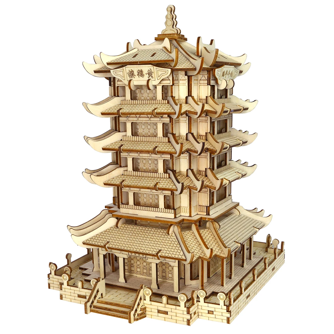 Высокоточная лазерная резка головоломка 3D деревянная тема в китайском стиле модель головоломки для детей-Yueyang башня/желтая башня крана - Цвет: 2