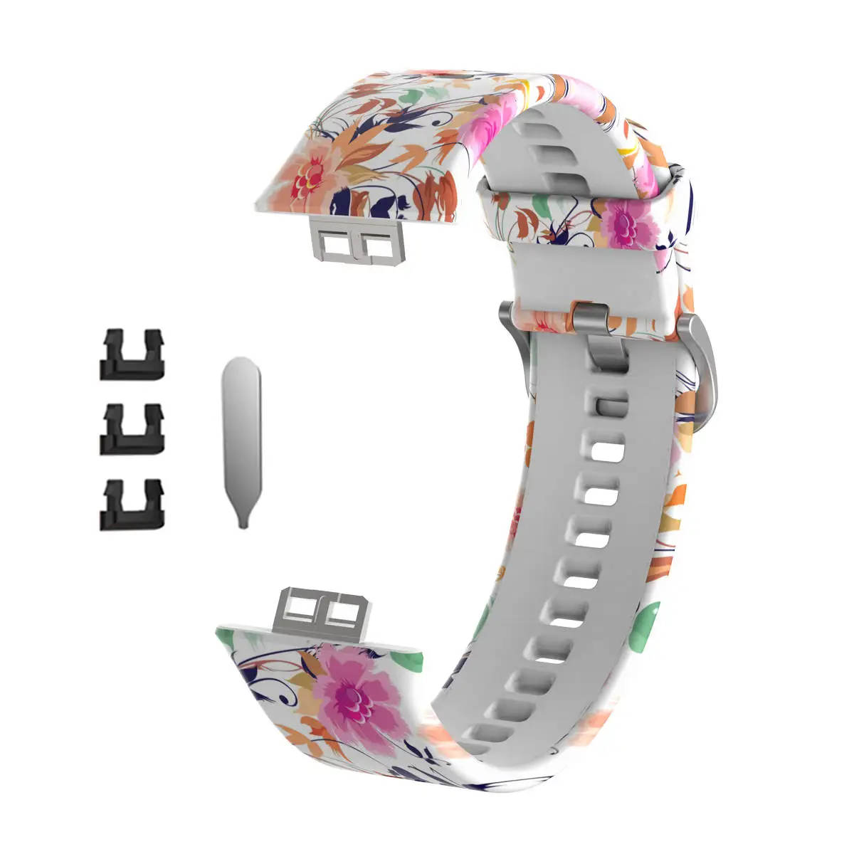 Printed Silicone Watchband for Smartwatch - Adjustable Wrist Strap with Tool Included