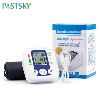 

English Voice Automatic Alarm Electric Upper Arm Blood Pressure Monitor Digital Heart Rate Pulse Meter Sphygmomanometer Home Use