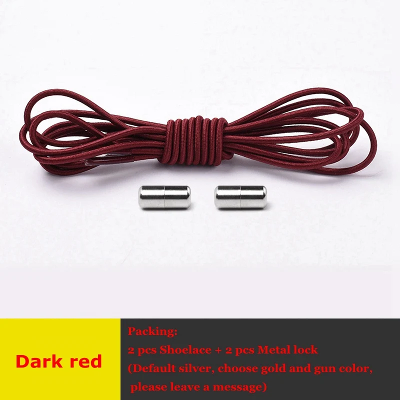 Dark red Эластичные шнурки с круглым металлическим замком, уличные кроссовки без шнурков, подходят для всех видов обуви, унисекс, шнурки для отдыха, 1 пара - Цвет: Dark red