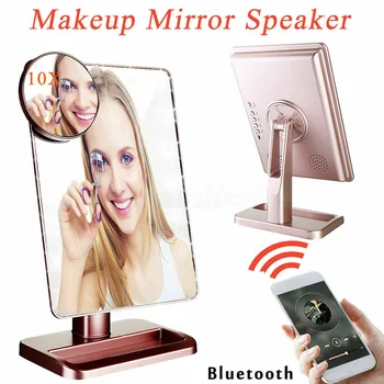 

Bluetooth Audio Travel Vanity Clear LED Makeup Mirror Bright Illuminating Battery Operated Fashion 10x Magnifier Gift Gifts