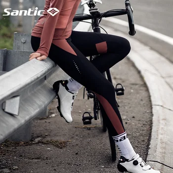 

Santic Winter Women Cycling Tights Fleece Keep Warm Bicycle Pants Pro Fit 4D Padding Reflective MTB Road Bike Sports Leggings