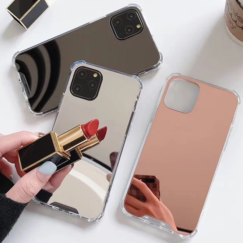 Противоударный чехол с четырьмя углами для iPhone XS 11 Pro MAX XR X Max зеркальные чехлы