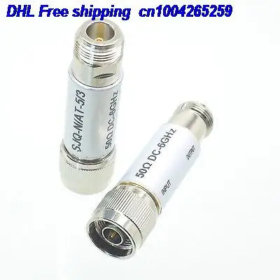 

DHL 10pcs Attenuator RF N 10W 10watts 3dBi 3DB male female jack M/F DC-6.0GHZ 50ohm Attenuator 22ra