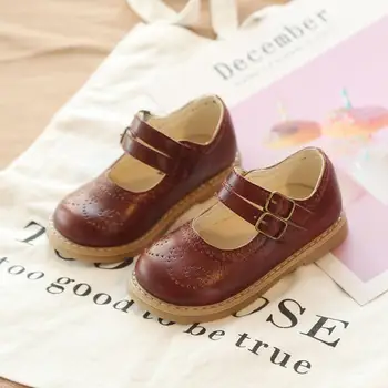 

Kids Shoes Leather Girls Princess Shoes Party Wedding Dress Roman Design Black Child Baby Toddler Shoes Casual Hollow Breathable