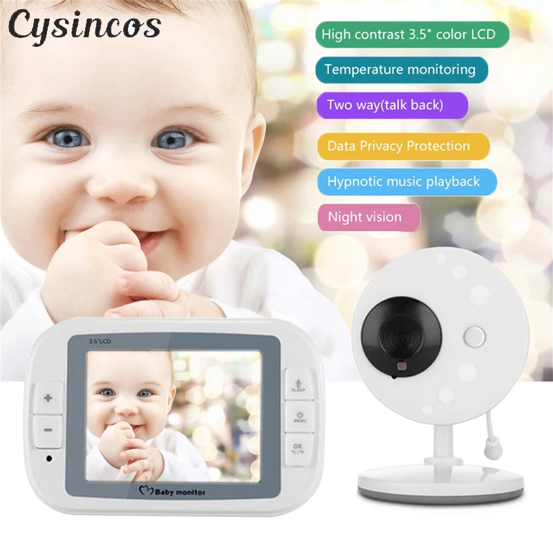 

CYSINCOS Video Baby Monitor Wireless With 3.5 Inches LCD 2 Way Audio Talk Night Vision Surveillance Security Camera Babysitter
