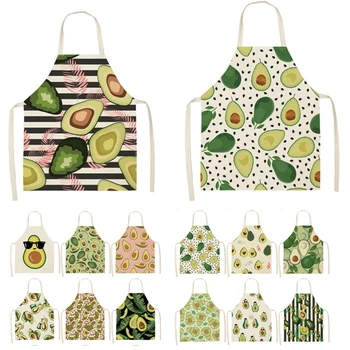 

ins Avocado Aprons Unisex Dinner Party Linen Nordic Cooking Bib Funny Pinafore Kitchen Kawaii Printed Sleeveless Cleaning Aprons