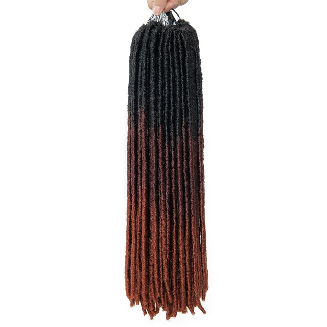 Ombre Synthetic Crochet Braids Hair Braiding Hair Extensions Goddess Straight Faux Locs 18Inches Soft Dreads Dreadlocks Hair T1B/350
