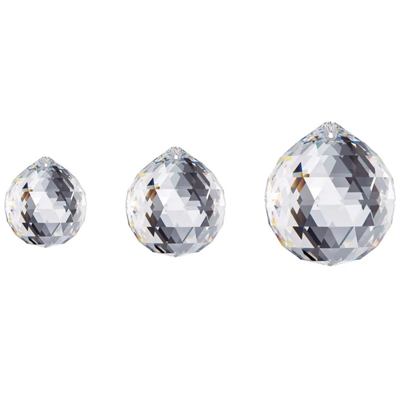 

30/40/50Mm Faceted Crystal Ball Chandelier Prisms Ceiling Lamp Lighting Hanging Drop Pendants Wedding Decoration 3Pcs (Clear-Set