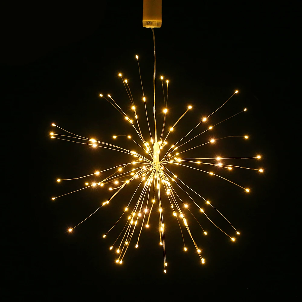 Fireworks Light Christmas String Lights with Remote Control LED Light String Hanging Starburst Lamp Outdoor Garden Fairy Lights