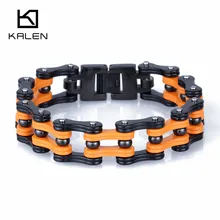 Ювелирные изделия, новинка 22,5 см, велосипедные цепи, браслеты из нержавеющей стали, велосипедные цепи, браслеты для мужчин, черный и оранжевый, уникальный браслет, подарок