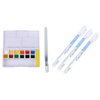 

1SET Superior Pigment Solid Watercolor Paints Set Colored Pencils & 3X Superior 0.8mm White Pen Sketch Fine Liner Pen