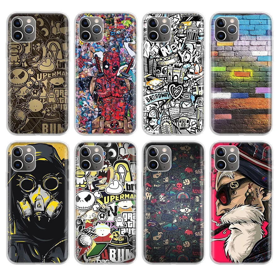 

Fashion Retro Graffiti Phone Case For Apple iPhone 11 Pro 6 6S 7 8 Plus + X 10 Ten XS MAX XR 5 5S SE Soft Phone Cover